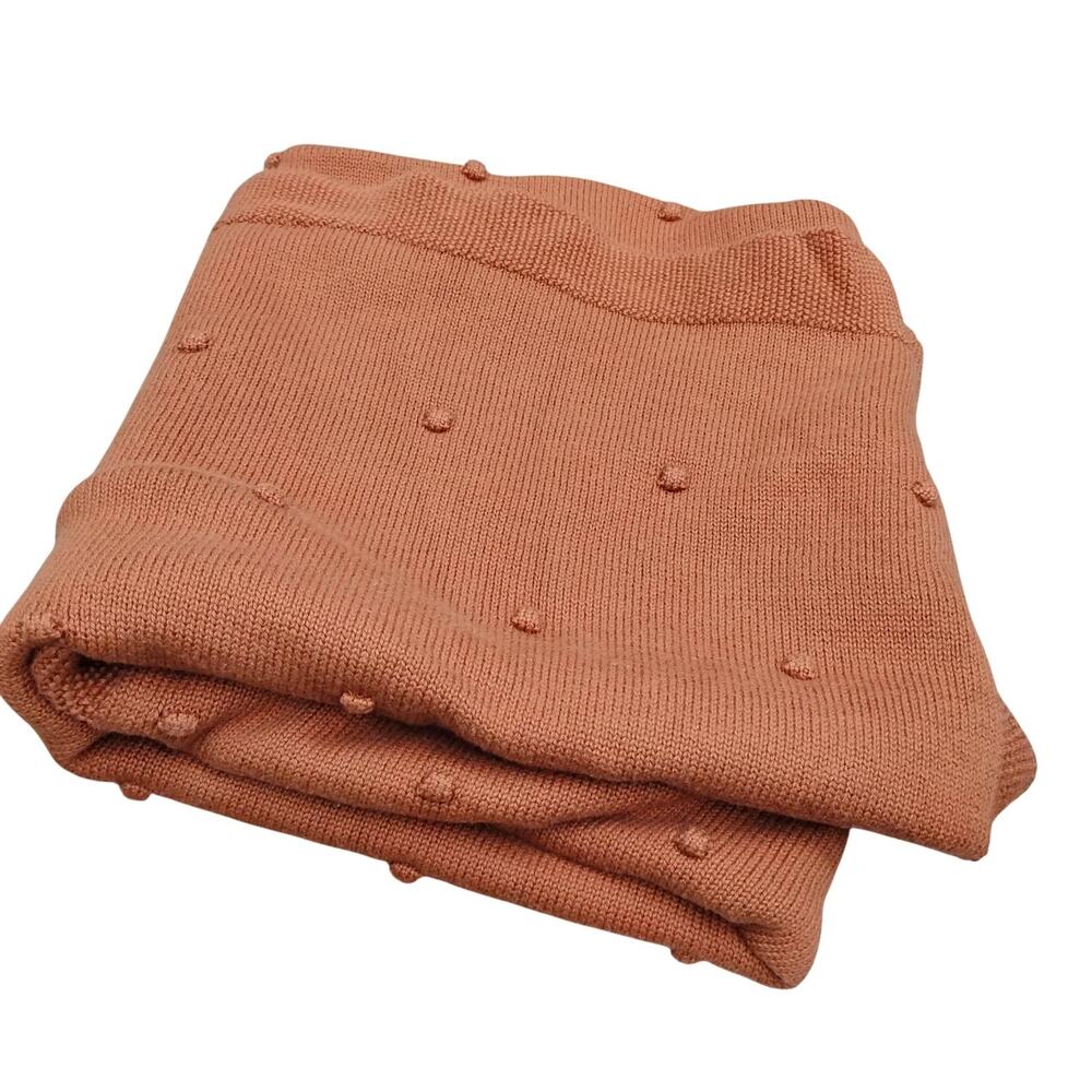 Norry Designs Baby Blanket 40" x 34"  Brick Brown Bobble Pattern 100% cotton